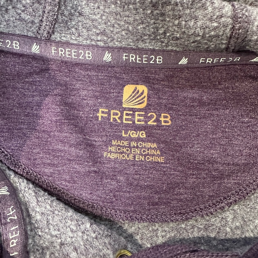 FREE2B Woman’s Purple Hooded Sweatshirt Size L - Picture 5 of 9